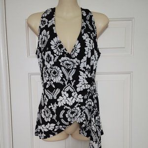 White House Black Market Black White Halter Top Size Small